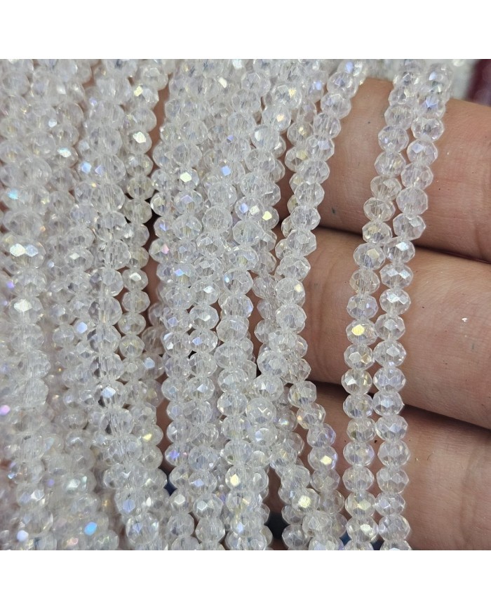 3mm İpe Dizili Kristal Boncuk Şeffaf Janjanlı - 10 Dizi