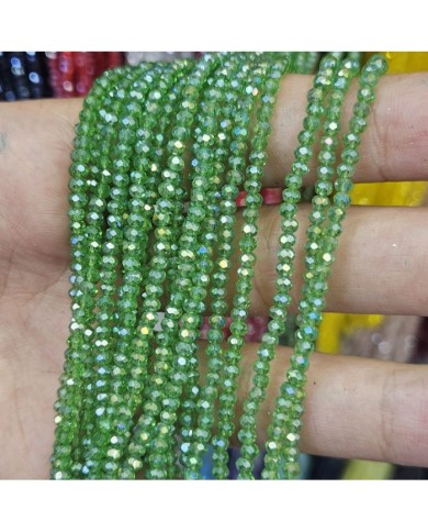 3mm İpe Dizili Kristal Boncuk Metalik Kaplama Janjanlı Yeşil - 10 Dizi