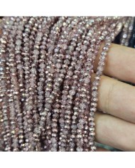 3mm İpe Dizili Kristal Boncuk Metalik Kaplama Aynalı Pembe - 10 Dizi