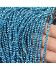 3mm İpe Dizili Kristal Boncuk Metalik Kaplama Parlak Deniz Mavisi - 10 Dizi