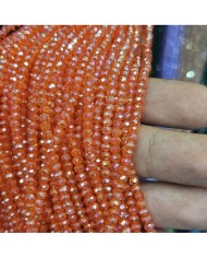 3mm İpe Dizili Kristal Boncuk Şeffaf Janjanlı Turuncu - 10 Dizi