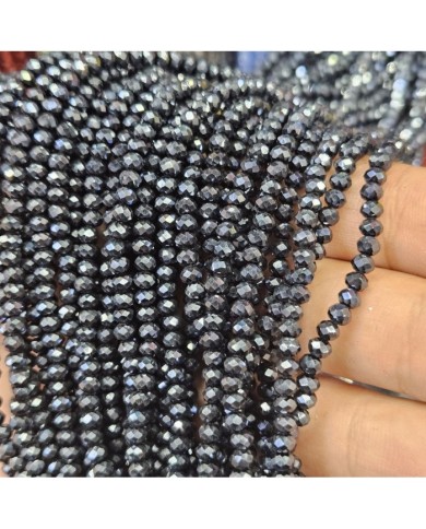 3mm İpe Dizili Kristal Boncuk Mat Parlak Siyah - 10 Dizi
