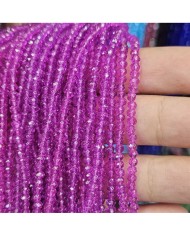 3mm İpe Dizili Kristal Boncuk Şeffaf Parlak Fuşya - 10 Dizi