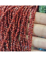 3mm İpe Dizili Kristal Boncuk Metalik Kaplama Kırmızı - 10 Dizi