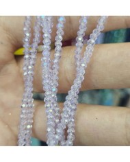 3mm İpe Dizili Kristal Boncuk Şeffaf Janjanlı Açık Lila - 10 Dizi