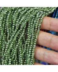 3mm İpe Dizili Kristal Boncuk Metalik Kaplama Parlak Yeşil - 10 Dizi
