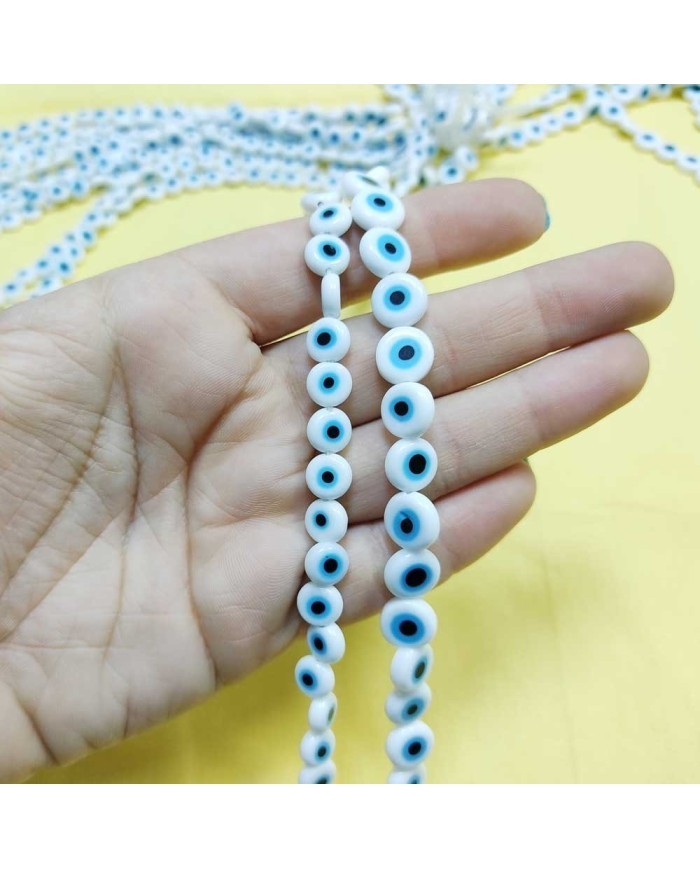 Cam Nazar Boncuk 8 mm  Beyaz