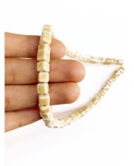 İpe Dizili Seramik Boncuk Krem Küp 8mm - 1 Dizi