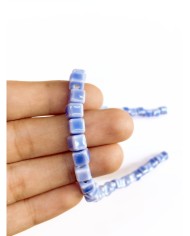 İpe Dizili Seramik Boncuk Mavi Küp 5mm - 1 Dizi