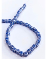 İpe Dizili Seramik Boncuk Mavi Küp 5mm - 1 Dizi