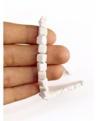 İpe Dizili Seramik Boncuk Beyaz Küp 5mm - 1 Dizi