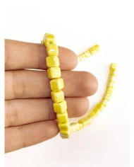 İpe Dizili Seramik Boncuk Sarı Küp 5mm - 1 Dizi