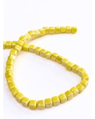 İpe Dizili Seramik Boncuk Sarı Küp 5mm - 1 Dizi