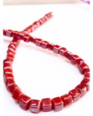 İpe Dizili Seramik Boncuk Kırmızı Küp 5mm - 1 Dizi