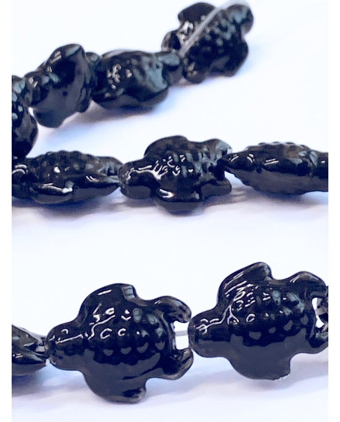 İpe Dizili Seramik Boncuk Siyah Kaplumbağa 17mm - 1 Dizi