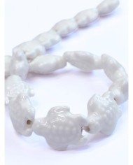 İpe Dizili Seramik Boncuk Beyaz Kaplumbağa 17mm - 1 Dizi