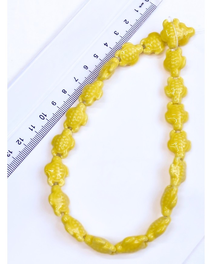 İpe Dizili Seramik Boncuk Beyaz Kaplumbağa 17mm - 1 Dizi