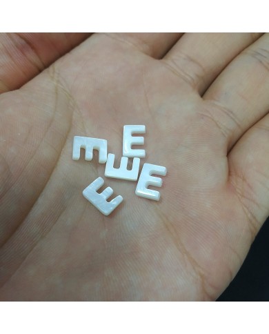 Doğal sedef taş Kolye Küpe Ucu - E HARF