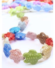 İpe Dizili Seramik Boncuk Renkli Kaplumbağa 17mm - 1 Dizi