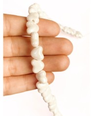 İpe Dizili Seramik Boncuk Beyaz Kalp 10mm - 1 Dizi