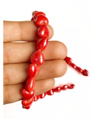 İpe Dizili Seramik Boncuk Pembe Kalp 10mm - 1 Dizi