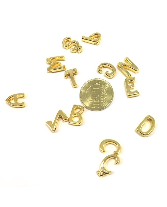 "P" Mini Harfler Lak Kaplama Gold - 3 Adet