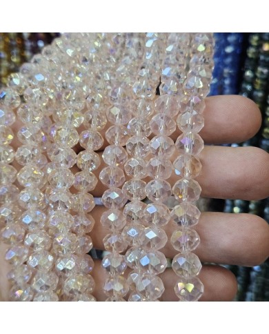 5 Adet İpe Dizili Yuvarlak Kristal Boncuk - Buz Janjanlı - 10mm