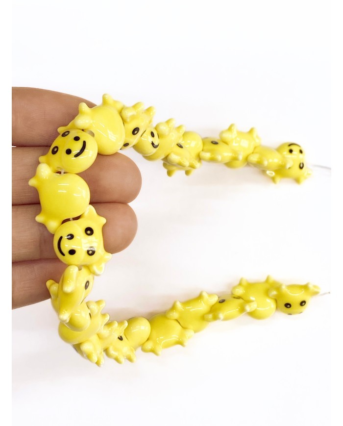 İpe Dizili Seramik Boncuk Sarı İnek 19mm - 1 Dizi