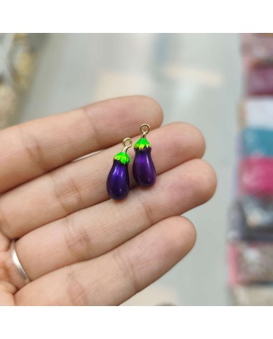 Mineli Patlıcan Sebze Figürlü Kolye Bileklik Ucu Charm 1 Adet