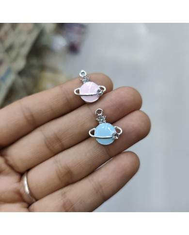 Mineli Pembe Galaksi Figürlü Kolye Bileklik Ucu Charm 1 Adet