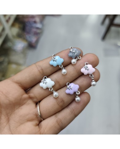 Mineli Bulut İncili Kolye Bileklik Ucu Charm Beyaz 1 Adet