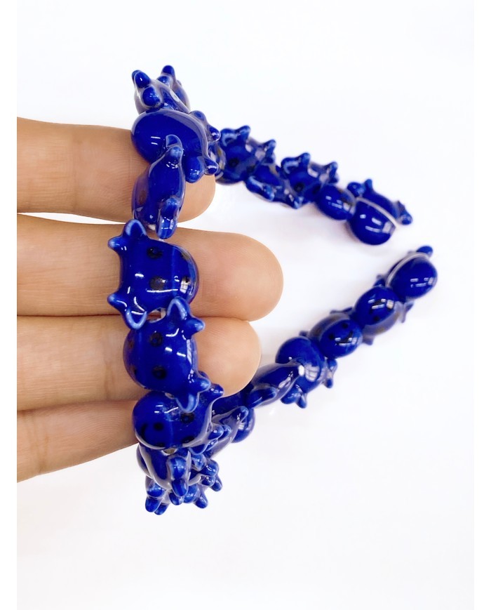 İpe Dizili Seramik Boncuk Lacivert İnek 19mm - 1 Dizi