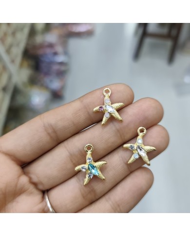 Mineli Taşlı Deniz Yıldızı Kolye Bileklik Ucu Charm Şeffaf 1 Adet
