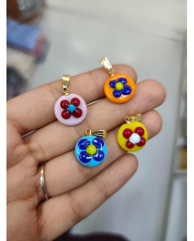 Cam Çiçek Turuncu Kolye Bileklik Ucu Charm 1 Adet
