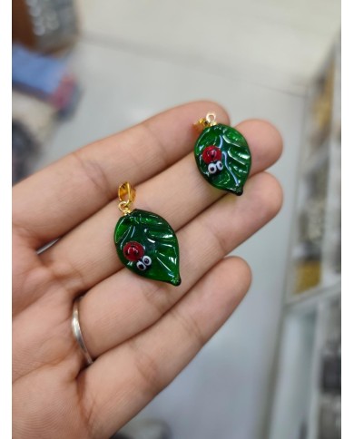 Cam Uğur Böceği Yaprak Kolye Bileklik Ucu Charm 1 Adet