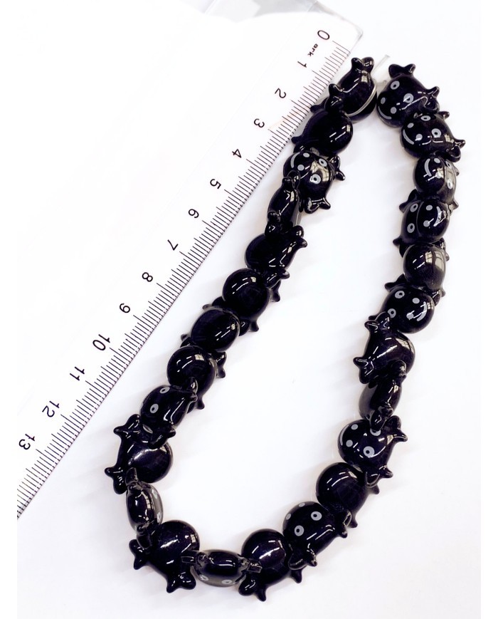 İpe Dizili Seramik Boncuk Lacivert İnek 19mm - 1 Dizi