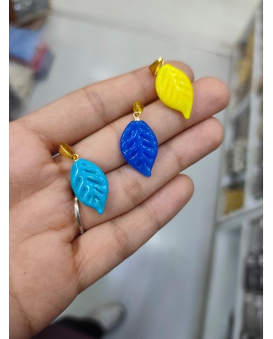 Cam Yaprak Mavi Kolye Bileklik Ucu Charm 1 Adet