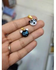 Cam Beyaz Panda Kolye Bileklik Ucu Charm 1 Adet