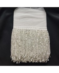16 cm Pullu Boncuklu İthal Saçak Gümüş 1 Metre