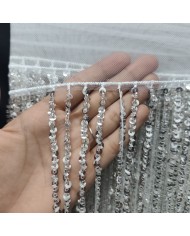 130 cm Pullu Boncuklu İthal Saçak Gümüş 1 Metre