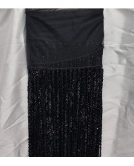 120 cm Pullu Boncuklu İthal Saçak Siyah  1 Metre