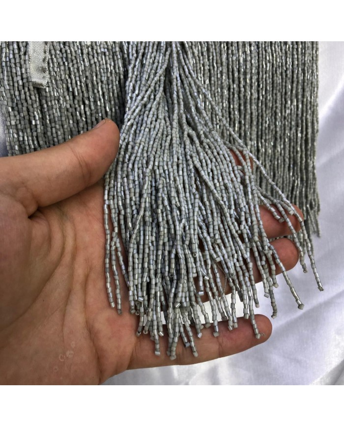 15 cm Kesme Boncuk Saçak İnci Gri 1 Metre