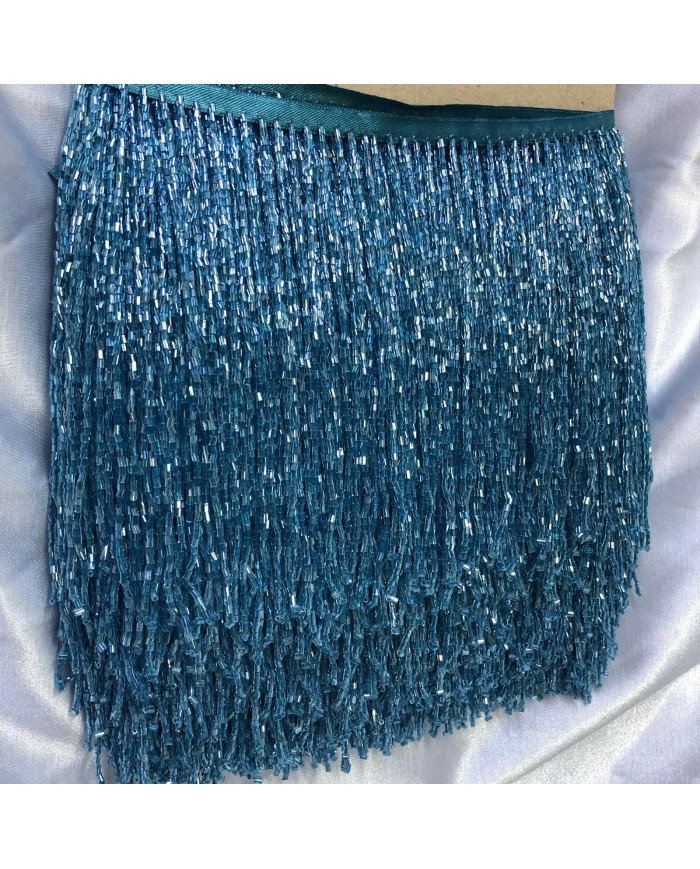 15 cm Kesme Boncuk Saçak Okyanus Mavisi 1 Metre