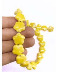 İpe Dizili Seramik Boncuk Sarı Yıldız 14mm - 1 Dizi