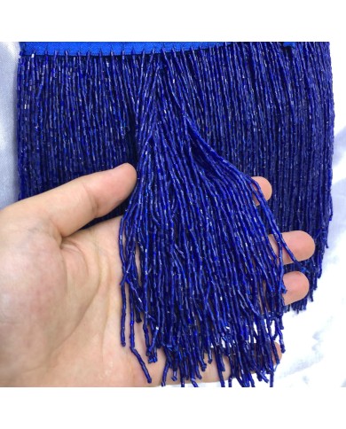 15 cm Kesme Boncuk Saçak Kobalt Mavisi 1 Metre