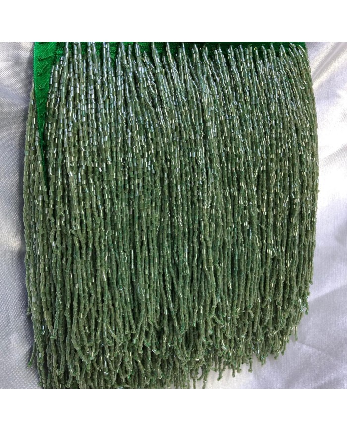 15 cm Kesme Boncuk Saçak Zeytin Yeşili 1 Metre