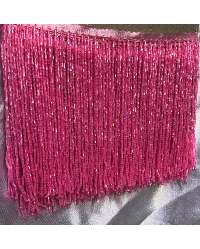 15 cm Kesme Boncuk Saçak Fuşya Pembe 1 Metre