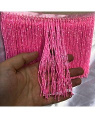 15 cm Kesme Boncuk Saçak Fuşya Pembe 1 Metre