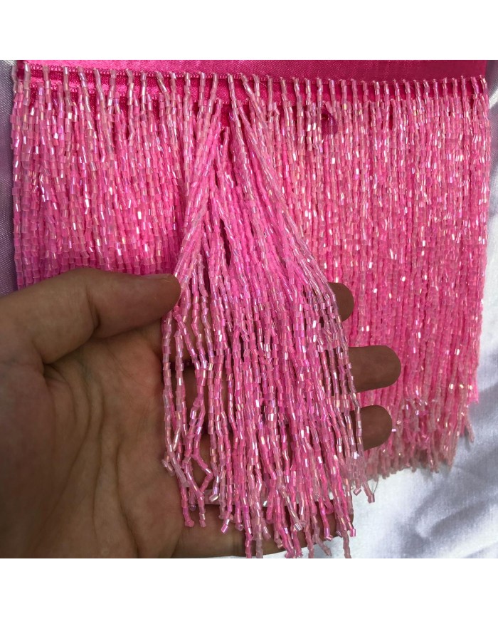 15 cm Kesme Boncuk Saçak Şeker Pembe 1 Metre