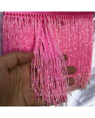 15 cm Kesme Boncuk Saçak Şeker Pembe 1 Metre